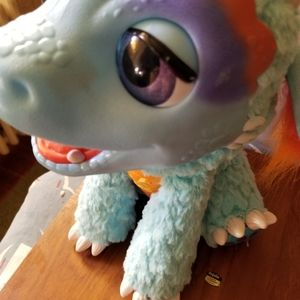 Fur Real Blue Dinosaur Press foot. Eyes. Head. And